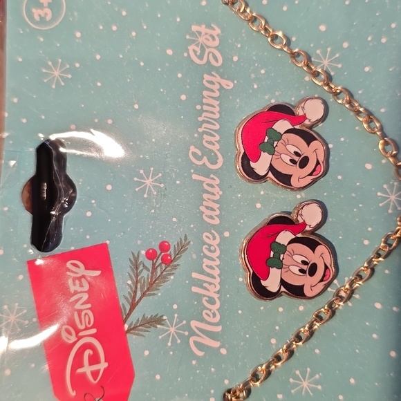 DISNEY CHILD'S CHRISTMAS HOLIDAY NECKLACE AND EARRINGS SET MICKEY & MINNIE MOUSE - Picture 4 of 6